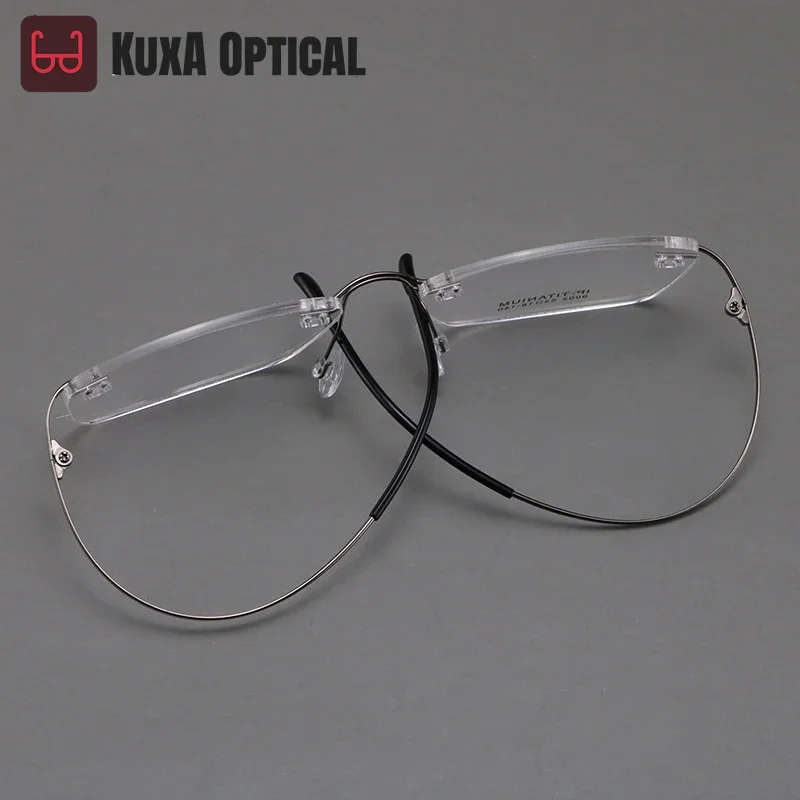 Okulary korekcyjne KUXA 2g Urltra-Light bez oprawek, soczewki optyczne, okulary na krótkowzroczność, męskie, personalizowane, progresywne, z czystego tytanu.