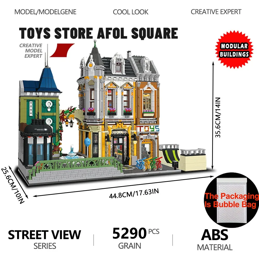 Street View Toys Store Afol Square Model Building Blocks Architecture Sets Desktop Decoration Assembly Bricks Kids Toy For Gift