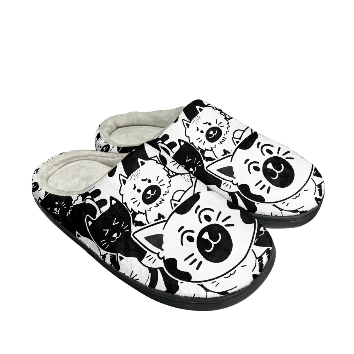 Cartoon Cat Design Warm Cotton Slippers Travel Home Unisex Casual Non-slip Shoes Couple Indoor House Slippers Print On Demand