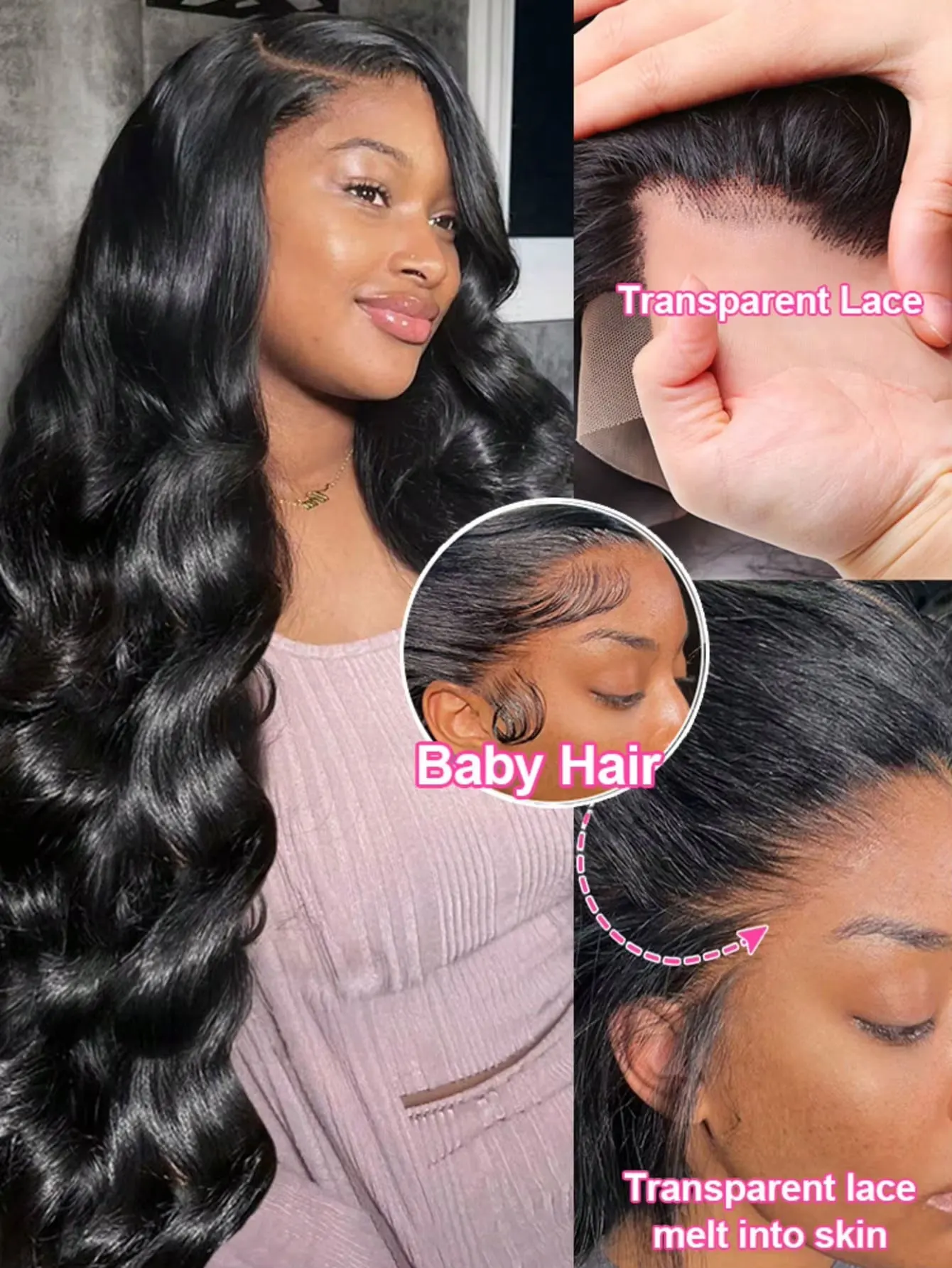 40-42 Zoll HD Transparent 13x4 13x6 Body Wave Lace Front Perücke 250 Dichte 360 Lace Frontal Perücke Echthaarperücken für Frauen 5x5 Perücke – Detail 3