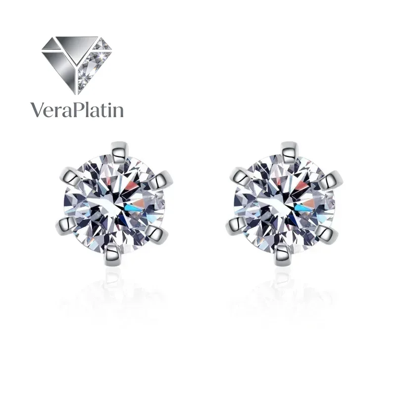 

Кольцо VeraPlatin для женщин, на День святого Валентина, из белого золота 18 карат, с муассанитом 0.5/1/2 карата, подарок на день рождения для девушки, платина PT950, свадебное кольцо с винтовым креплением