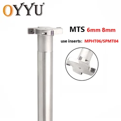 OYYU MTS T-slot Milling Cutter Holder 6mm 8mm 25-H06-C16-120L-4T Three Side Grooving Tool End Mill Shank Insert MPHT060304 SPMT