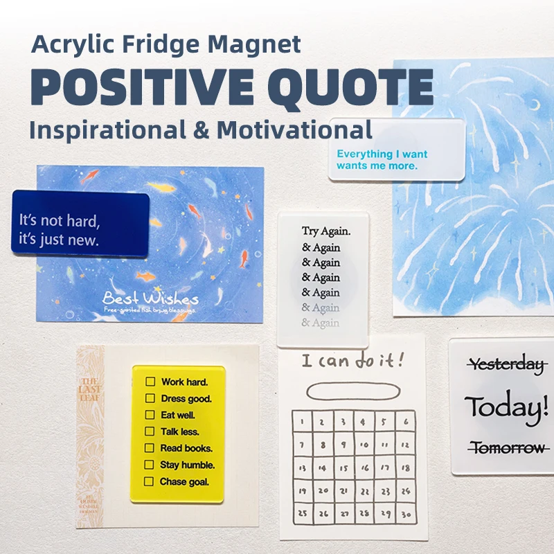 Inspirational Quote Fridge Magnets 5 Pcs Full Set Acrylic Refrigerator Magnet Bundle Positive Affirmation Home Decor Items Gift
