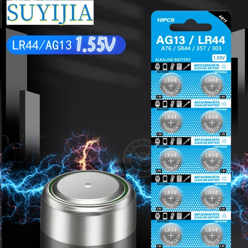 10-200 pieces LR44 AG13 160mAh coin watch battery L1154 357 SR44 1.55V alkaline button battery suitable for watches B85B