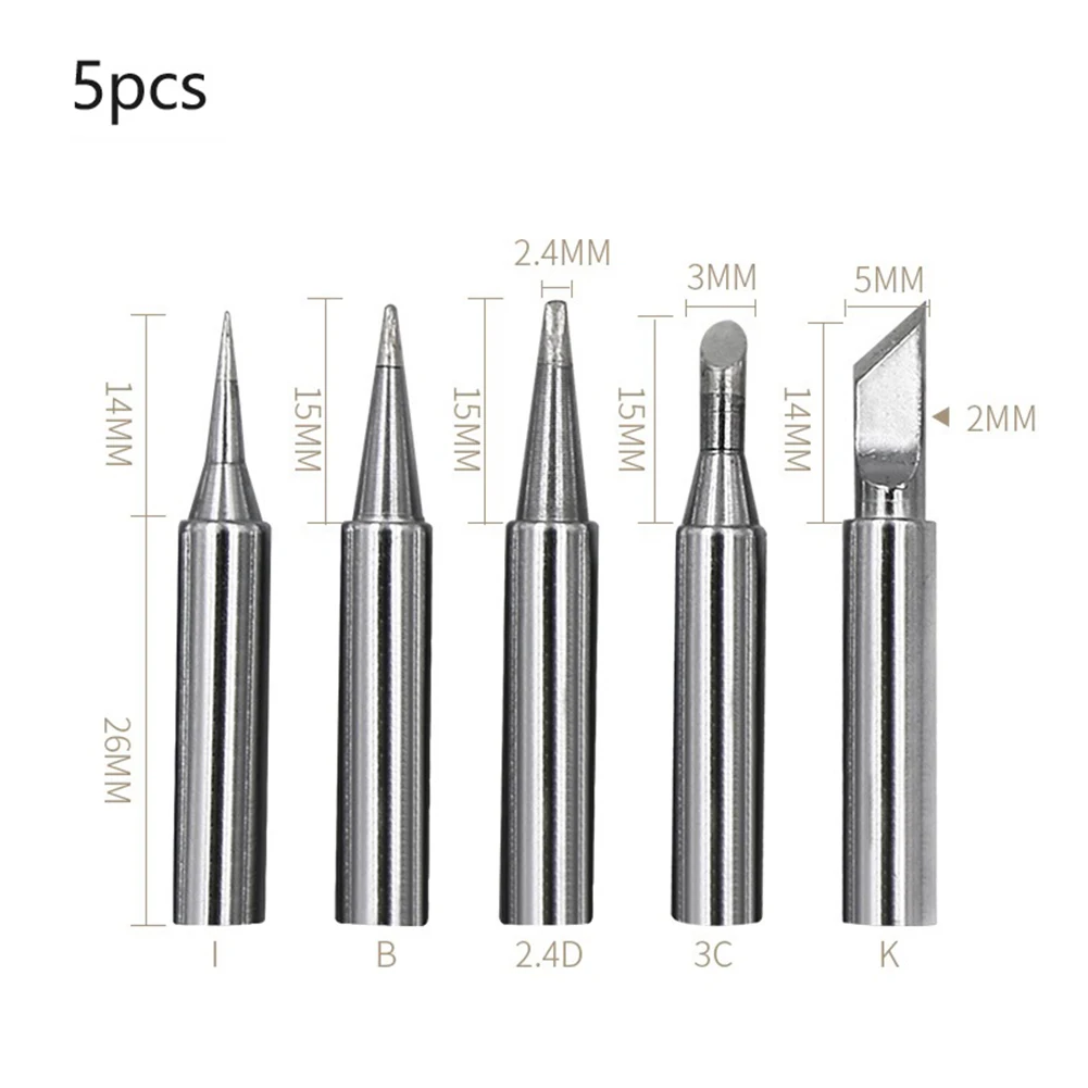 5pcs Soldering Iron Tip Replacement Set Compatible With 936 Model Copper Tips For Welding And Electronic Assembly Tasks