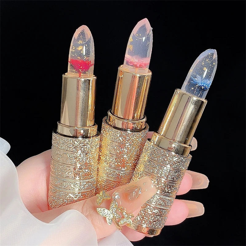 Temperaturfarbwechselnder Blumen-Lippenstift Feuchtigkeitsspendender Kristall-Lippenbalsam Wasserfester Langanhaltender Jelly-Lippenstift Lippenpflege Make-up – Detail 9