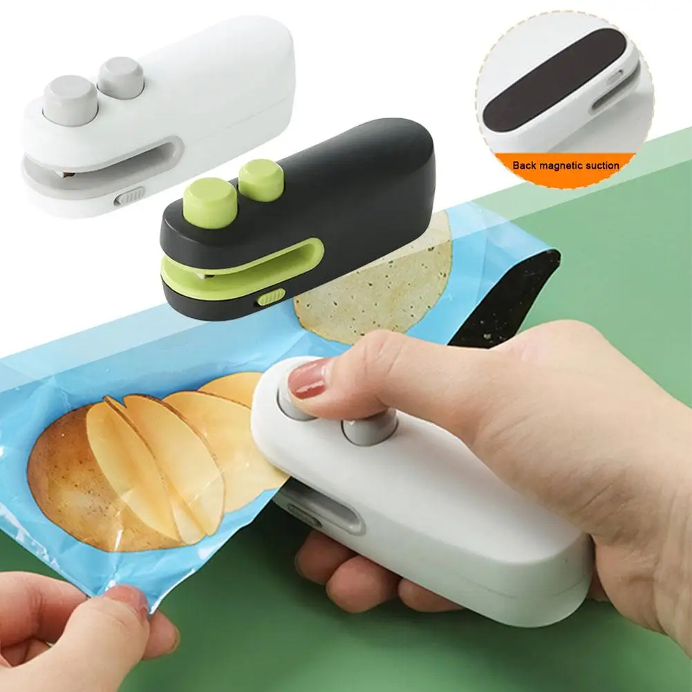 Heat Sealer USB Rechargeable Mini Sealing Machine Storage Bag Clip Sealing Machine Sticker Seal for Food Snack Kitchen Gadg O1T5