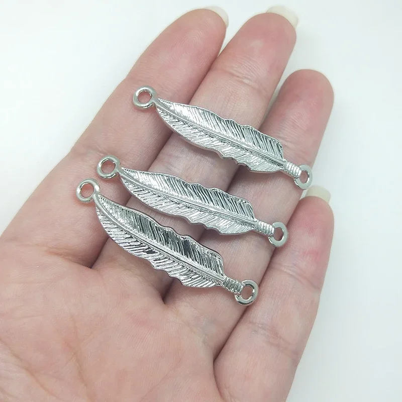 موضة 43*9 مللي متر 5 قطعة/حقيبة سبائك الزنك ريشة مسامية موصل Charms رابط ل عقد دي اي واي القرط مجوهرات اكسسوارات