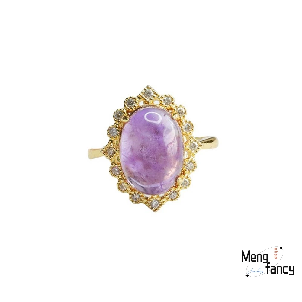 Natural Amethyst Ring Purple Gemstone High-grade Exquisite Luxury Fashion Jewelry Sexy Young Girls Best Selling Holiday Gifts