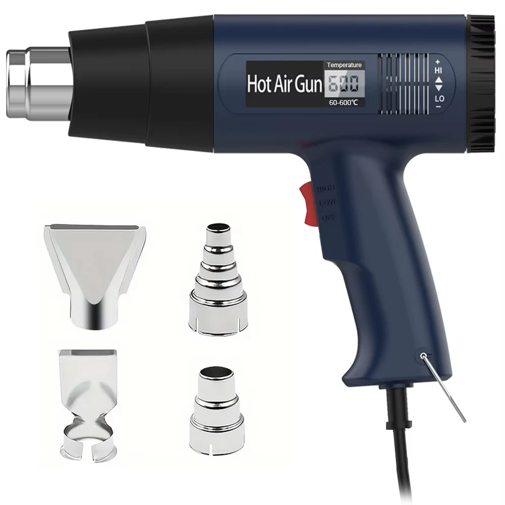 

2000W 220V Electric Industrial Grade Heat Hot Air Gun Stepless Adjustable Hair Dryer Car Film Tool EU Plug Digital Display
