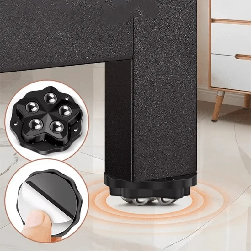 

4Pcs Self Adhesive Caster Wheels Super Load-bearing 5 Beads Universal 360° Rotating Wheels For Home Appliances Storage Boxes