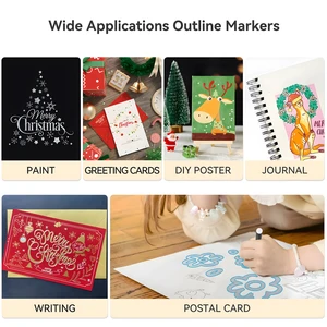 8/12/24 Màu Double Line Contour Contour Bút, Điểm đánh dấu kim loại tự giải quyết các bút thiết kế viết long lanh để viết thiệp Giáng sinh 8 Ghim bán hàng chính với độ bóng - №3