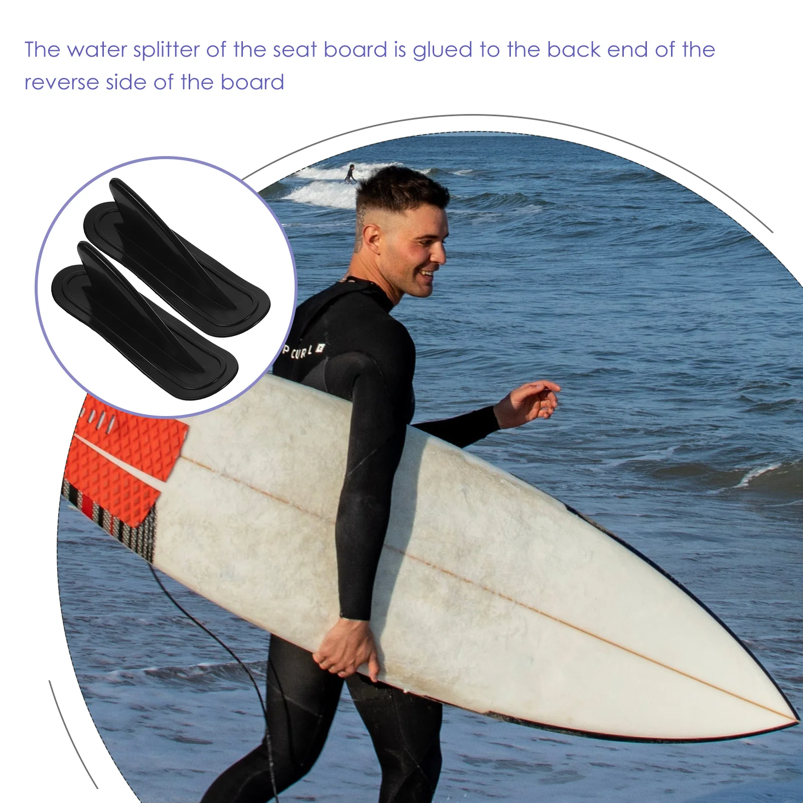 

2 pcs Surfboard Tail Rudder Inflatable Boat Fin Shark-fin Splitter Stability Direction Accessories Water Sports