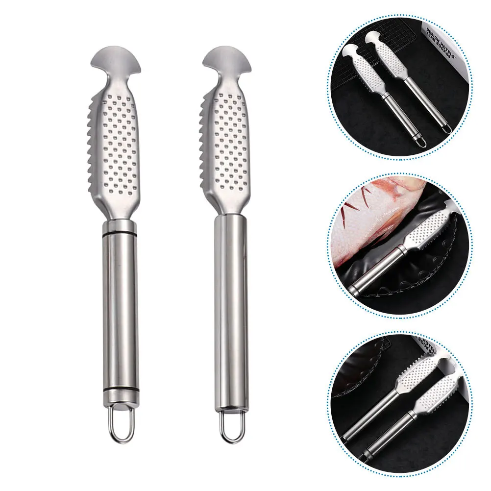 

2Pcs Fish Scale Remover Stainless Steel Double Teeth Scraper Ergonomic Kitchen Tool for Cleaning Home Accessory
