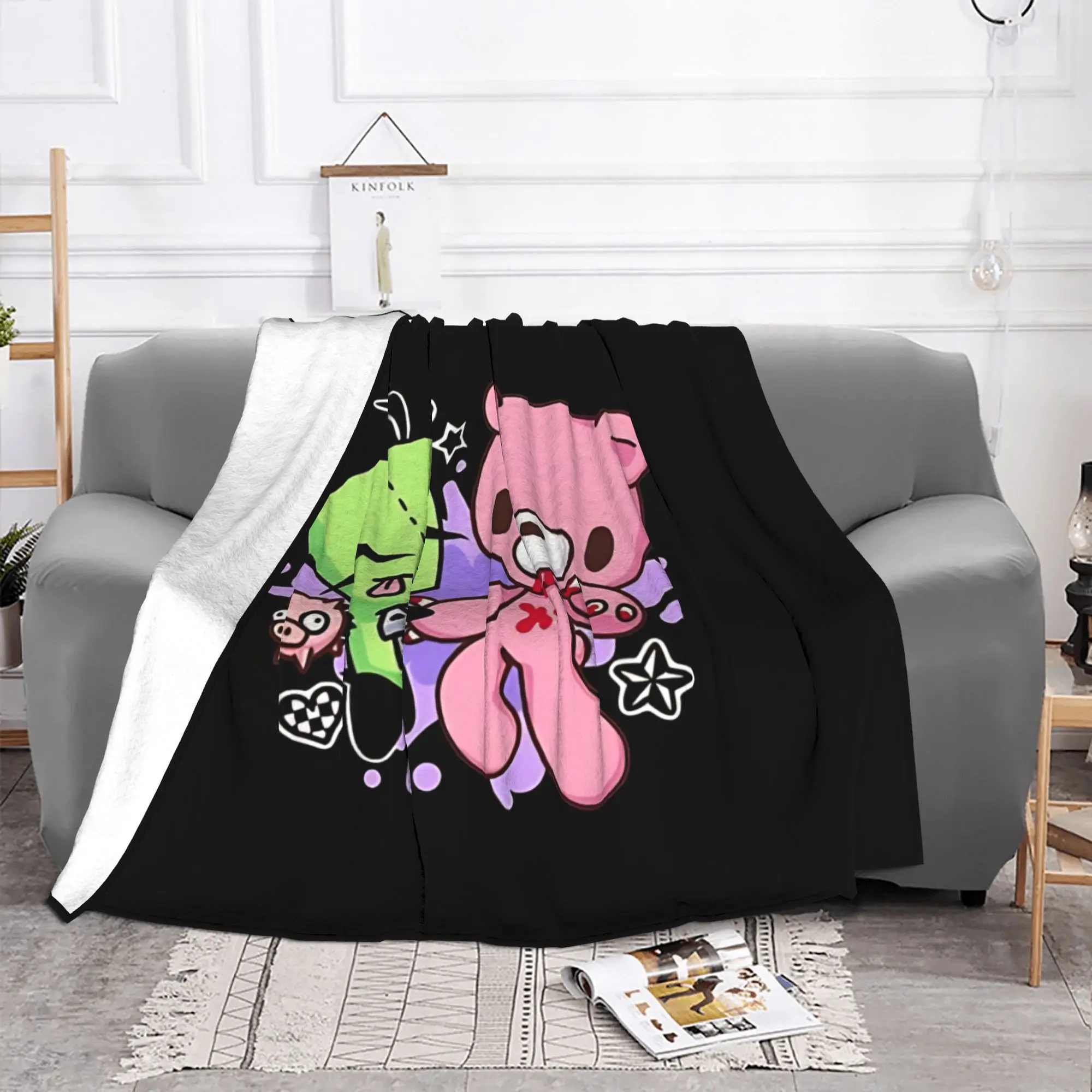 1PC Home Cute Room Decor bumbling  Blanket Throw Blanket Invader Zim Novelty Warm Blanket All Season