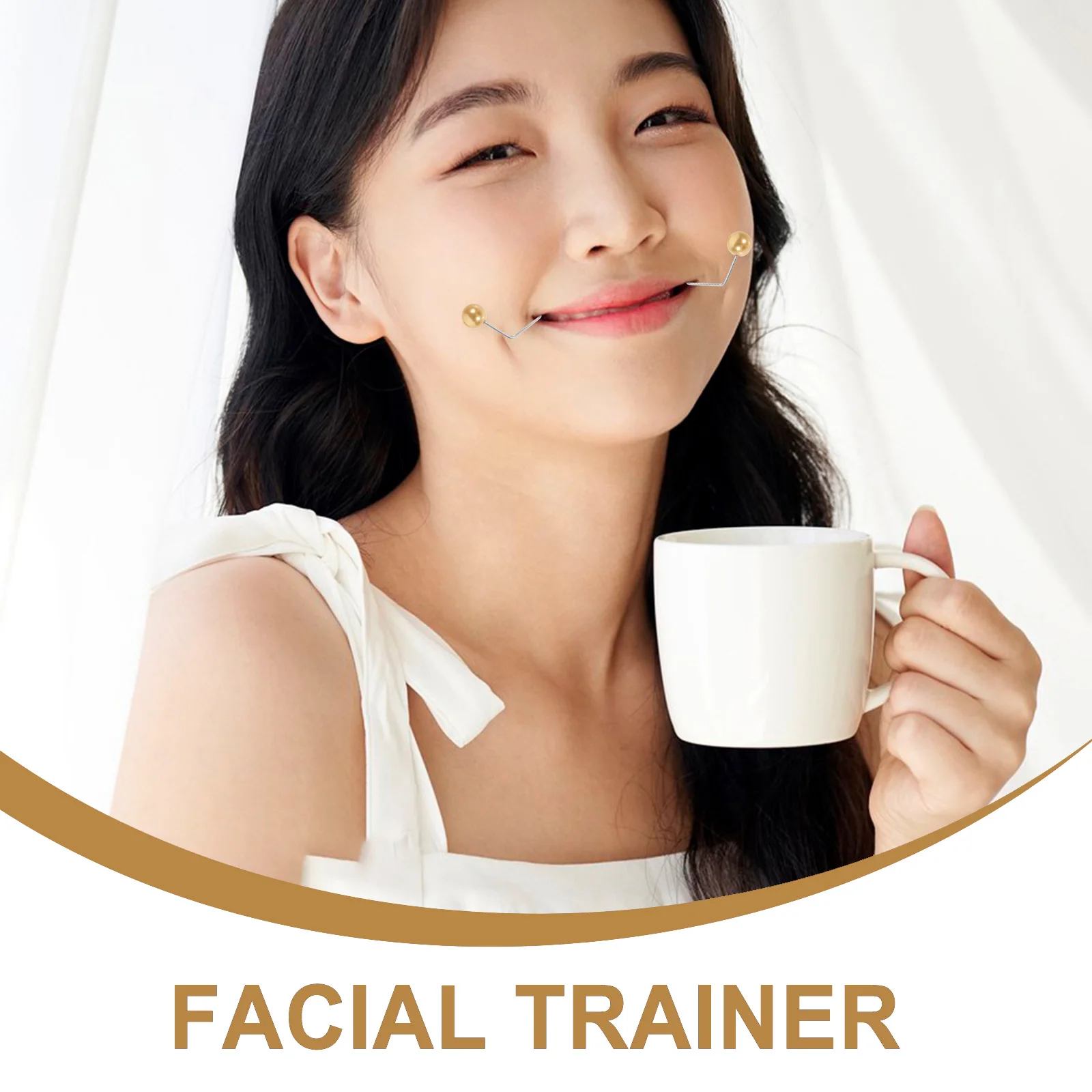 

2pcs Dimple Maker Facial Exerciser Stylish Design Comfortable Adjustable Trainer Metal Material Portable Face Tool Slimming