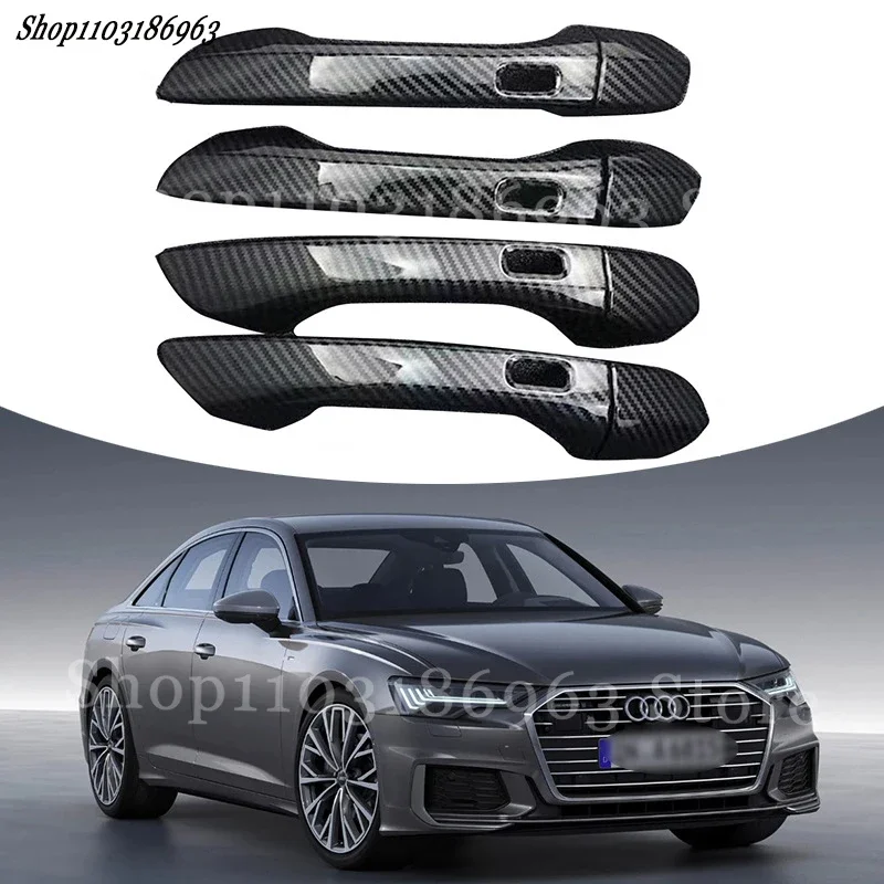 

Gloss Black Door Handle Cover Sticker Trim For Audi A6 C8 2019-2020 car Sticker Car-Styling Accessories Cover Auto Parts