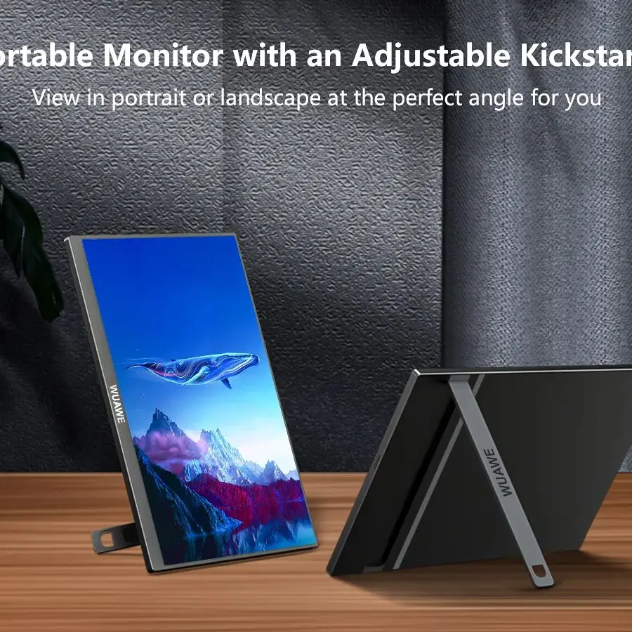 VEOUT Ultra-Portable 16inch 1920x1200 HD Monitor with Built-in Stand, HDR & Freesync, Plug-and-Play Connectivity for Smartphones