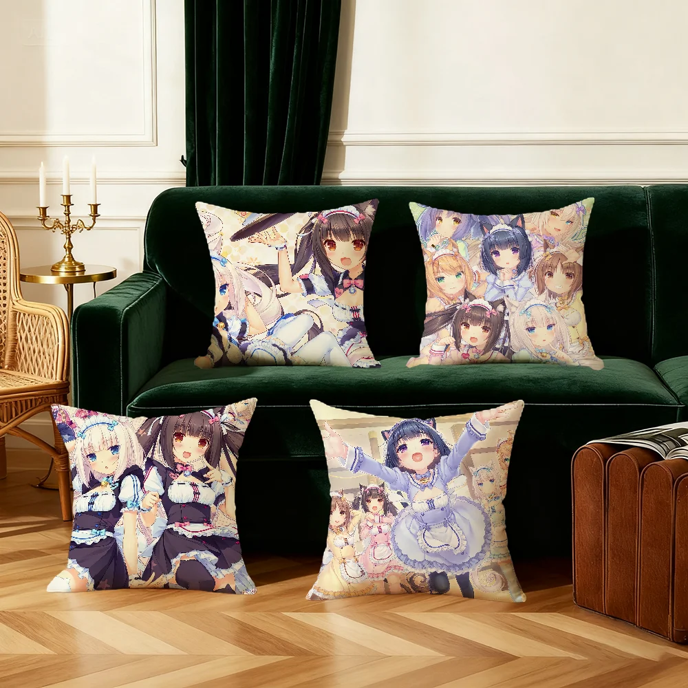 N-nekopara cute Collection cushion cover Bedroom Sofa Decorative home Car portable Cushion Cover With Zipper Soft pillowcase