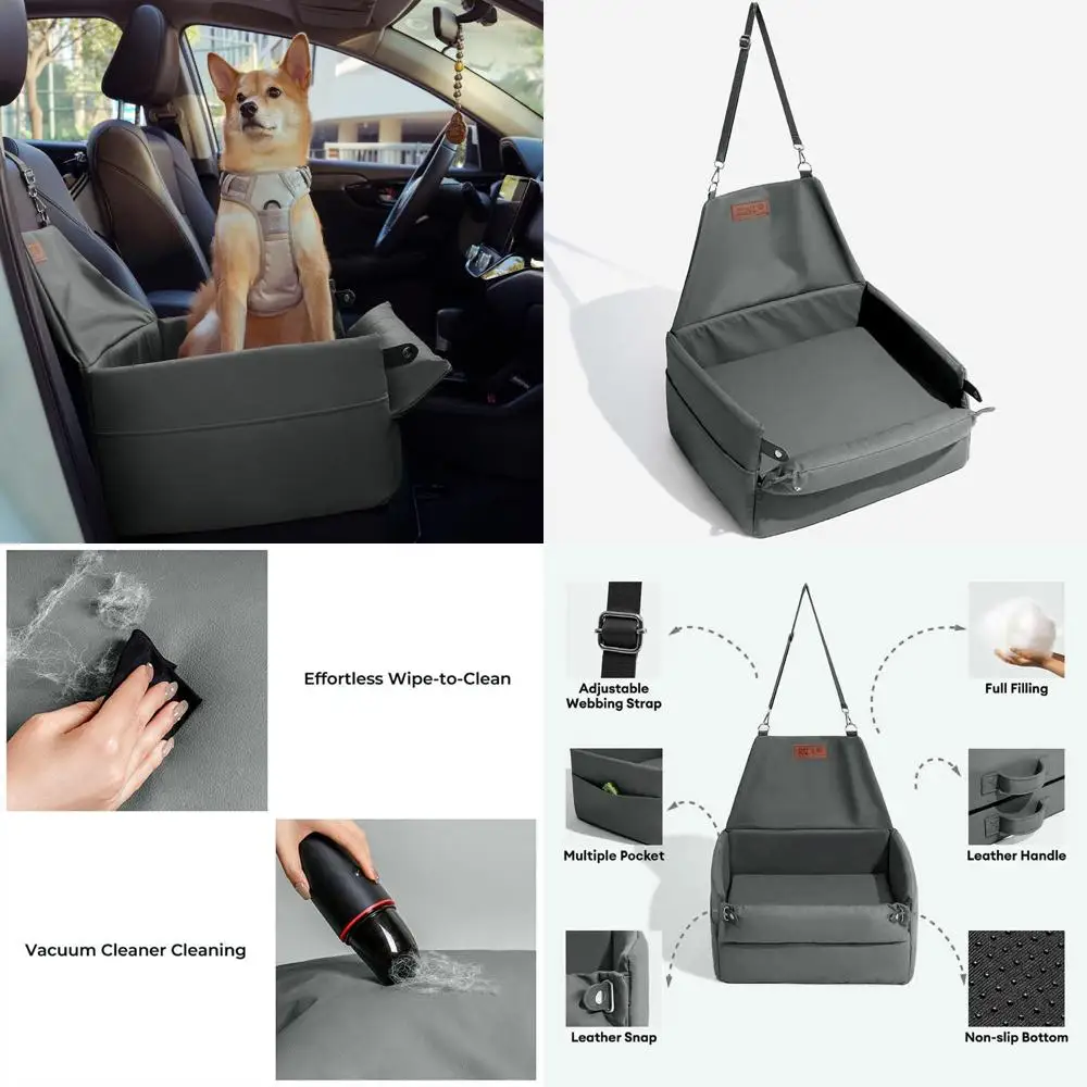 

Waterproof Faux Leather Dog Booster Seat with Cushion for Small Dogs and Cats, Travel Pet Bed in Abyss Blue