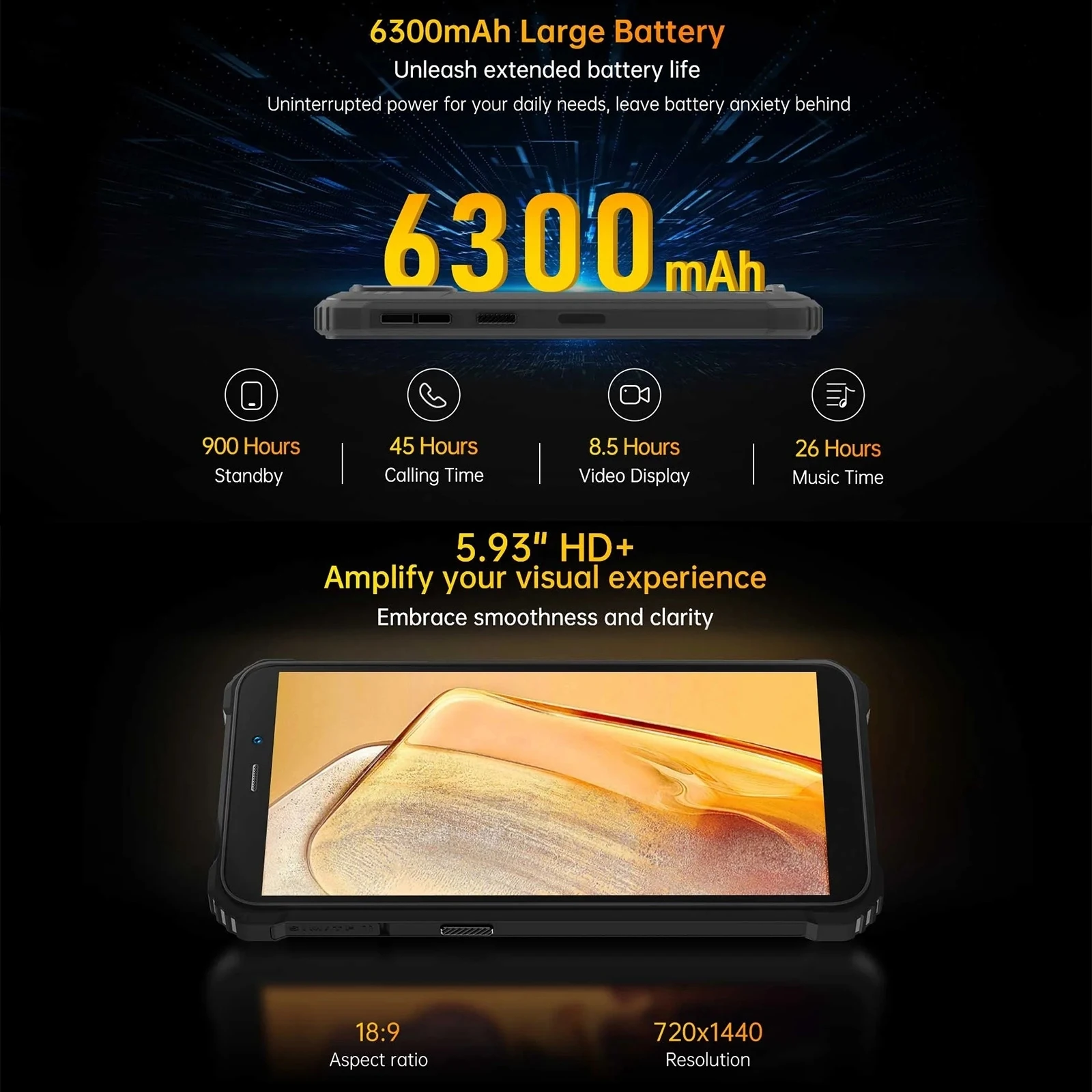 Imagem -02 - Smartphone Robusto 593 Fhd Mais Display Android 13 Unisoc Tiger T606 4gb 128gb 6300mah Câmera de 20mp Celular Nfc 4g Oukitel-wp32