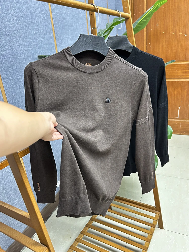 

Comfortable Casual round Ne Knitted Sweater for Men Spring Autumn Soft Wool Blend Long Sve Breathable Soft Polyester