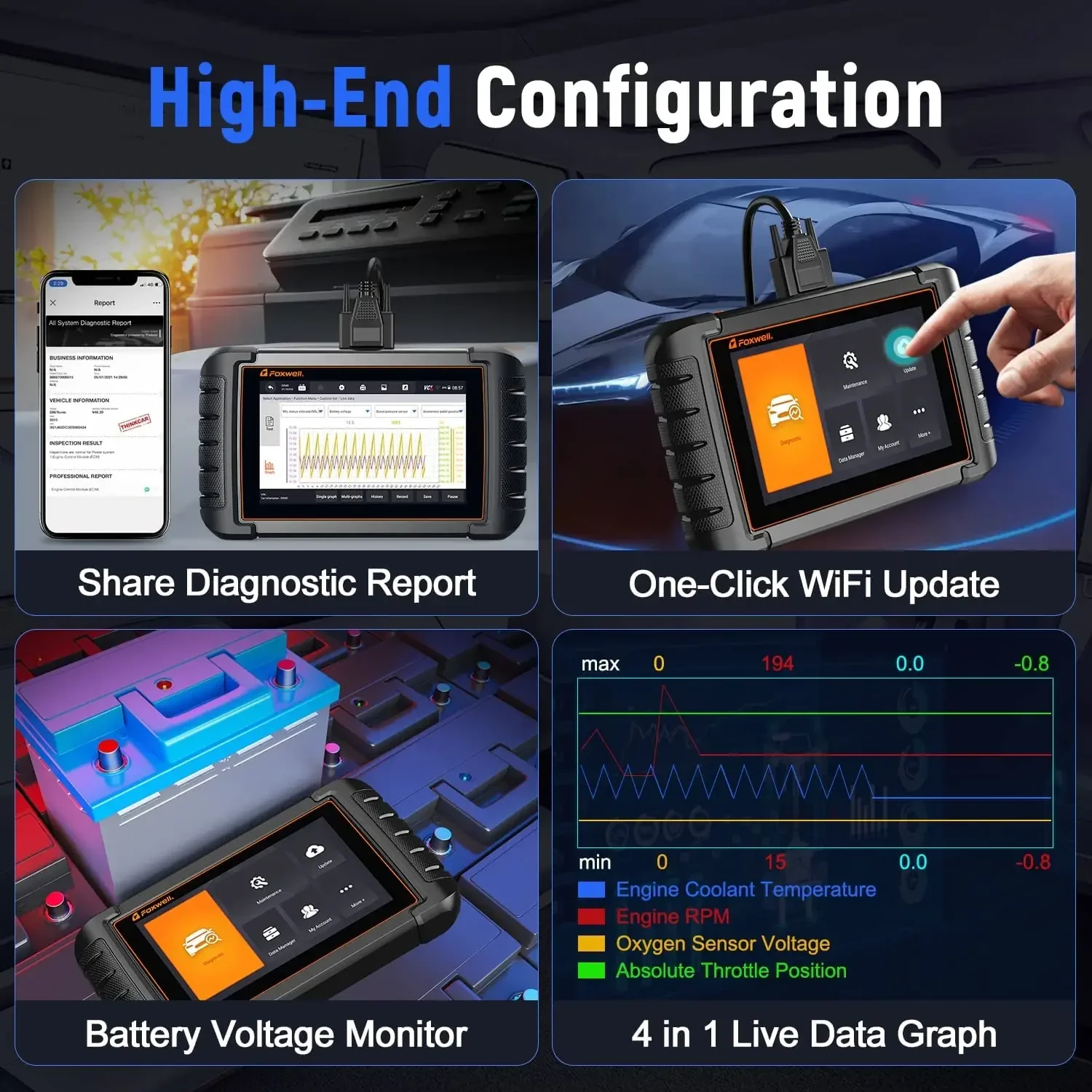 Foxwell NT809 OBD2 Automotive Scanner Professional All System IMMO A/F 30 Reset Bi-directional OBD Car Diagnostic Tools PK MK808