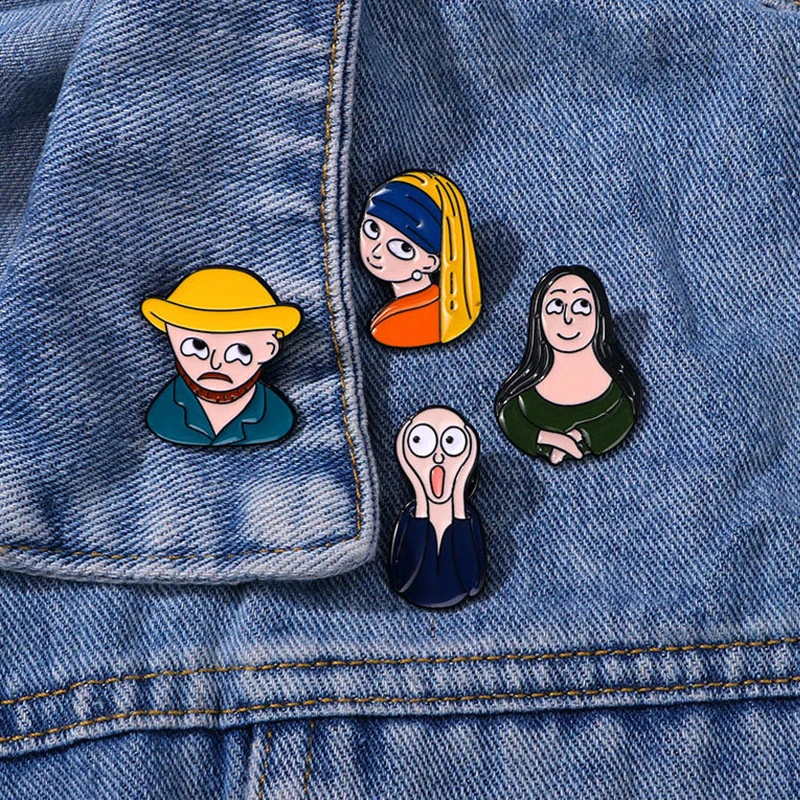 Comic character alloy badges Cartoon oil painting character-shaped brooches Clothing accessories pins for giving as gifts