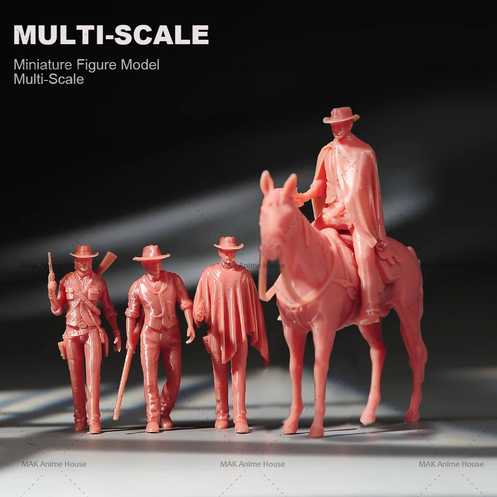 Miniaturen Figuren 1/87 1/64 1/43 1/24 Rijden Een Paard Met Een Pistool Cowboy Man Hunter Model Creatieve Fotografie Scène Poppen Speelgoed