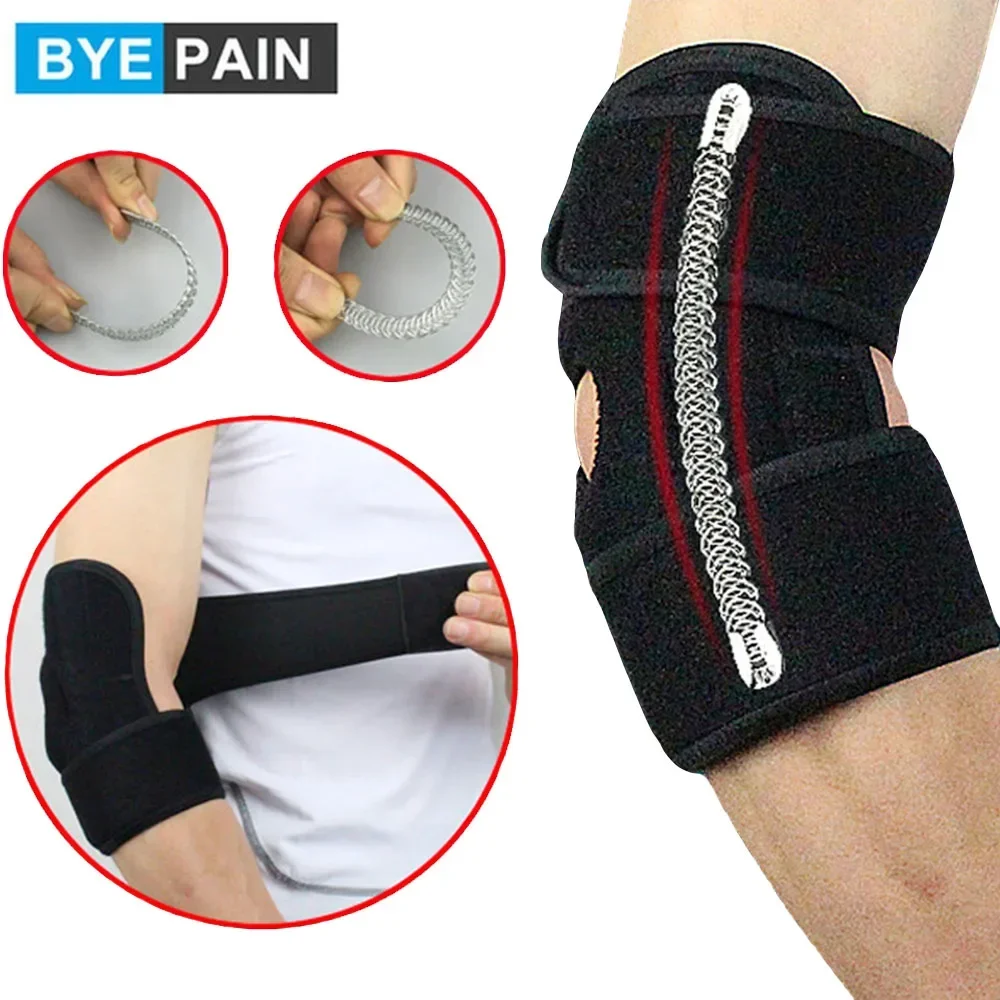 1Pcs Adjustable Elbow Support with Dual Stabilizers, Elbow Brace Breathable Training Elbow Wrap Arm Band, Reversible Stabilizer