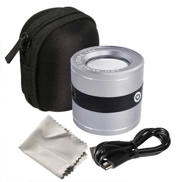 10X Charging Scale Magnifying Glass Jeweler Optical Magnifying Glass 5 Light Emitting Diode 5 UV Type C Charging Port,