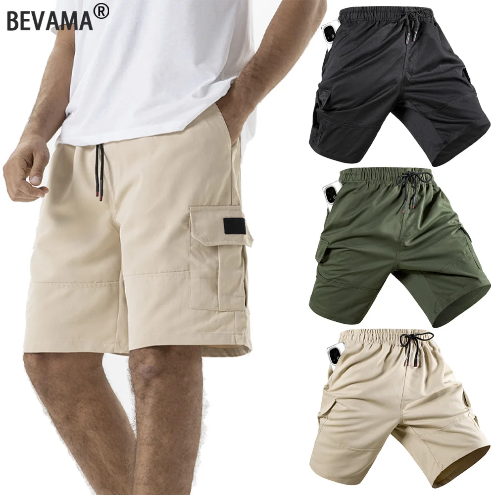 

Мужские тактические шорты-карго, летние повседневные шорты для бега, однотонные спортивные короткие брюки с несколькими карманами, модные повседневные рабочие брюки