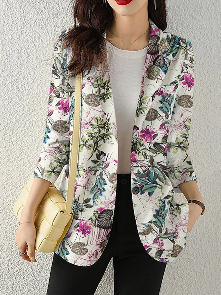 ZANZEA-Blazer con estampado Floral para mujer, traje de solapa de manga larga, camisas elegantes informales de moda Bohemia, chaquetas OL de trabajo