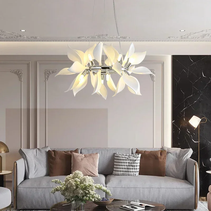 Imagem -04 - Nordic Ceramic Led Leaf Hanging Chandelier Pendant Lamp For Dining Room Quarto Sala de Estar Creative Bedside Lights