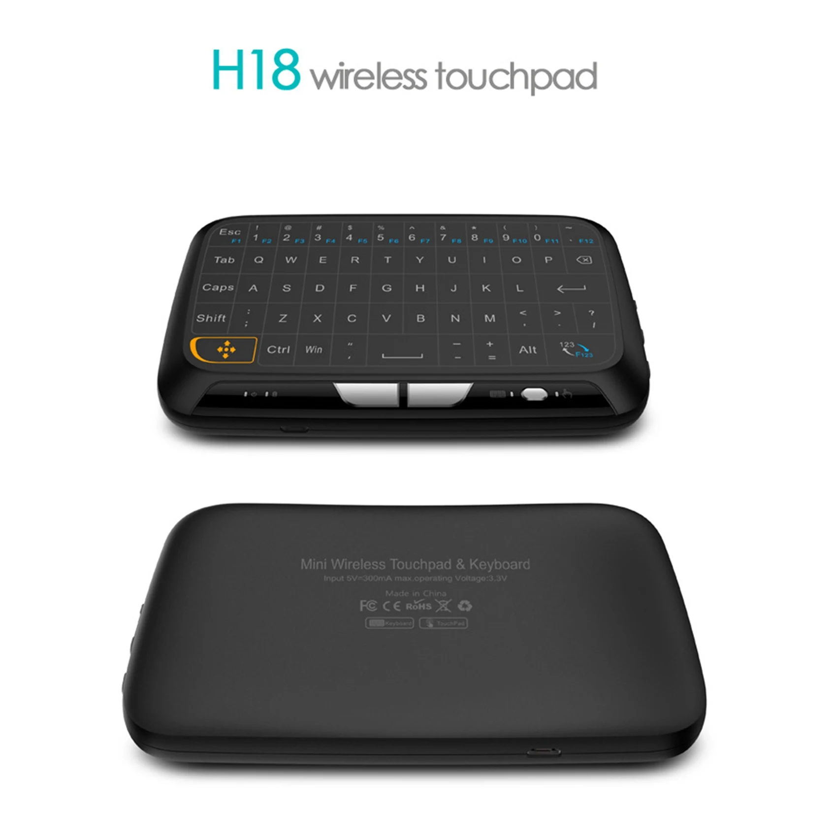 H18 Press Keyboard Air Mouse Wireless Keyboard Rechargeable Touchpad for PC Laptop Smart Android TV