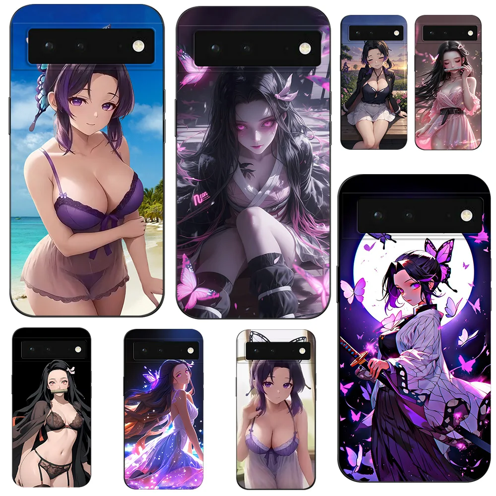 For Google Pixel 6 Case For Google Pixel 6 Pro Case For Pixel6 6Pro Soft Case Funda black tpu case Demon Slayer NezukoBikini