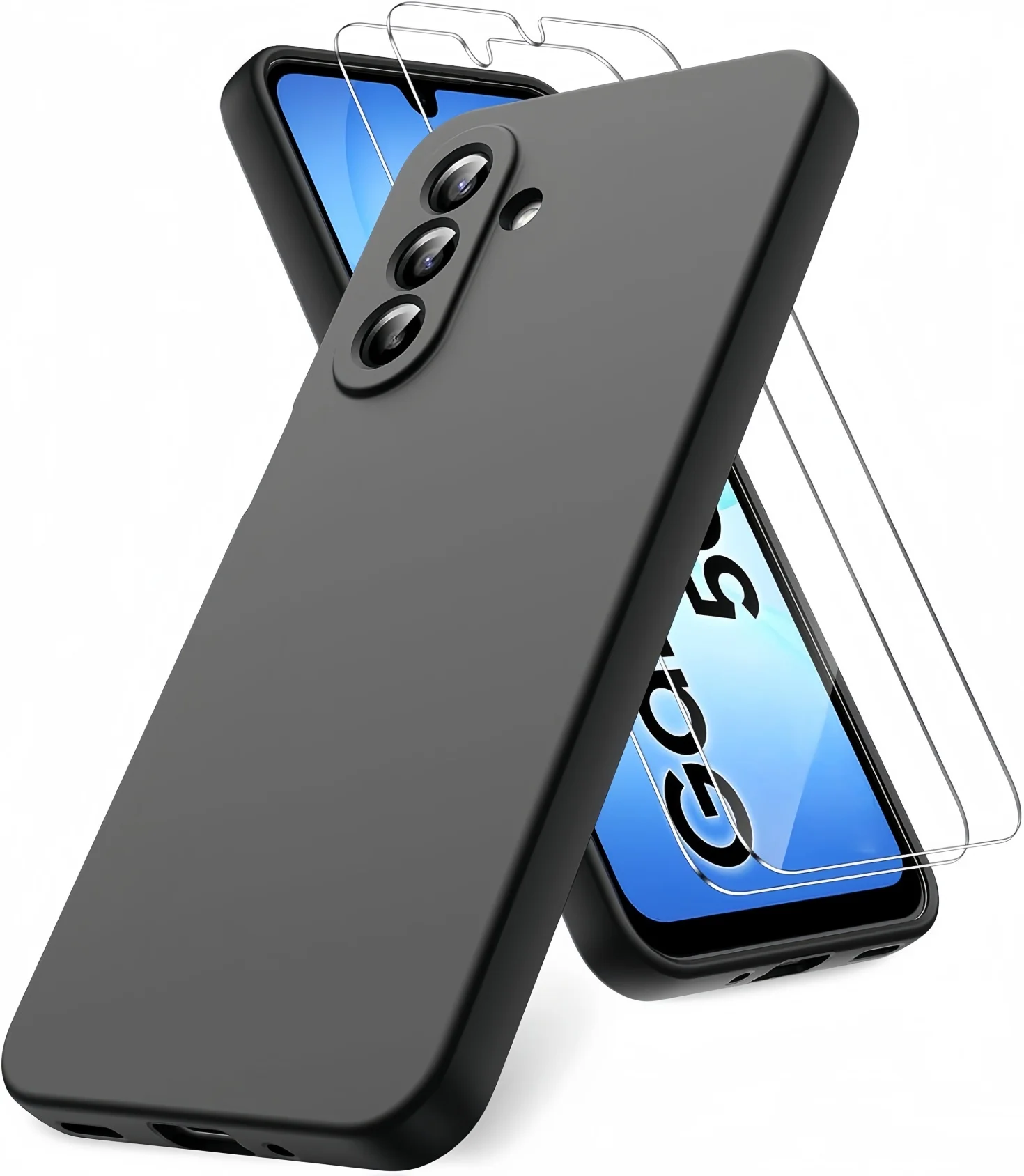 Mit 2 Displayschutzfolien Modische Einfarbige Stoßfeste Schutzhülle aus Flüssigsilikon für Samsung Galaxy A57/A37/A17/A56