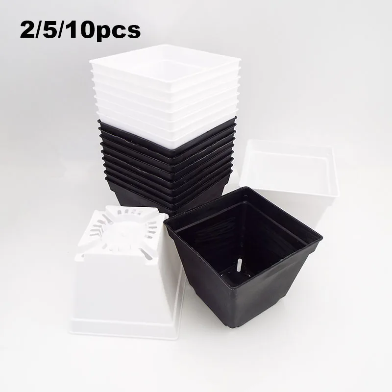 Avilable Thicken Mini Flower Pots Planters Plastic Creative Small Square Nursery Pot Garden Desk Home Office Decoration