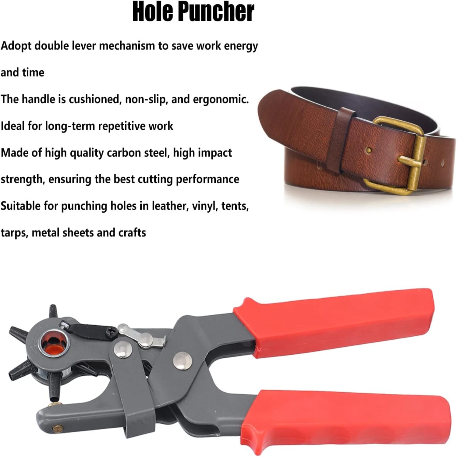 Comfortable, High-Quality, Durable, and Reliable Leather Hole Puncher Tool - Effortlessly Create Clean and Precise Holes for Bel