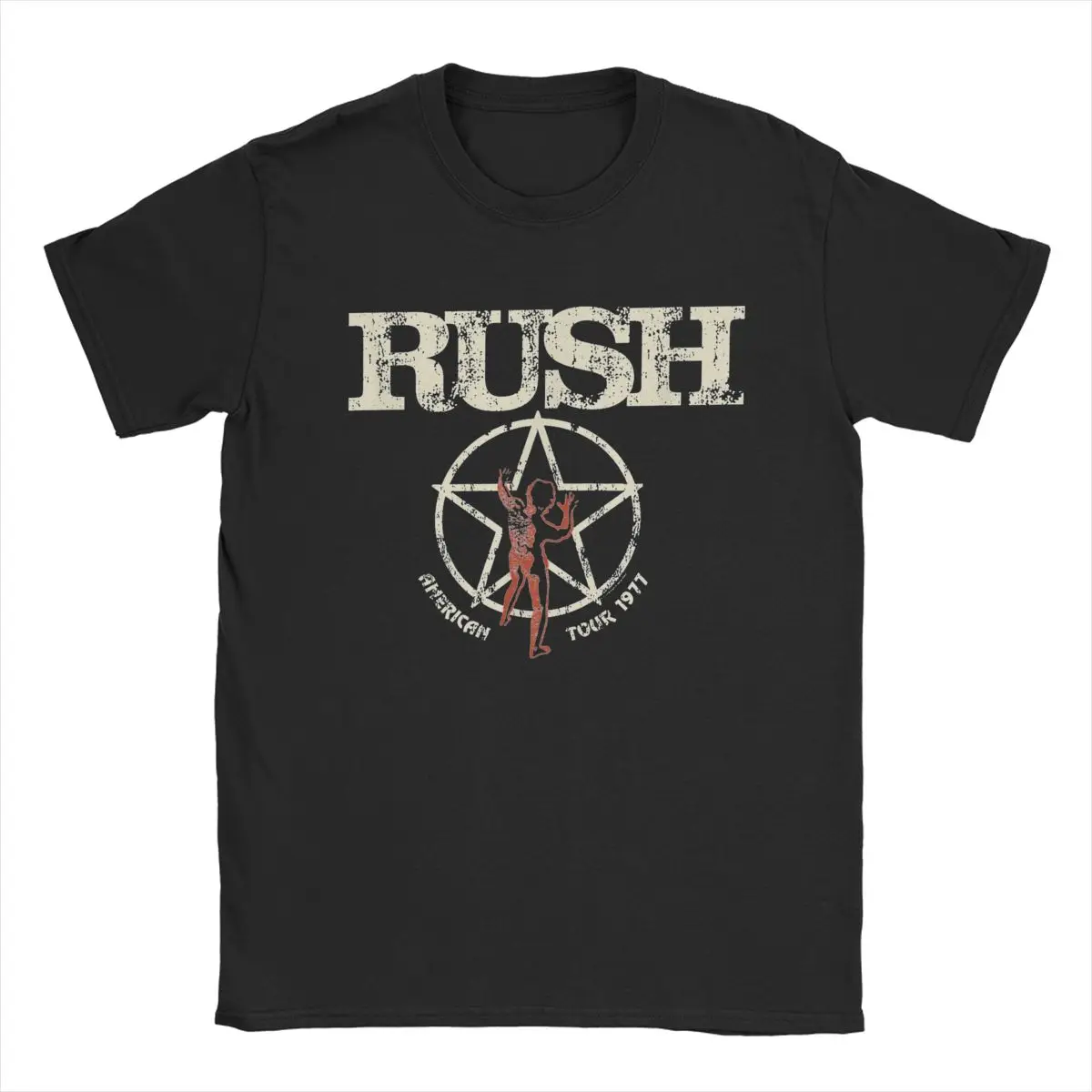 Rush Band T Shirt Men's Pure Cotton Novelty T-Shirts Crewneck Tees Short Sleeve Clothing Summer