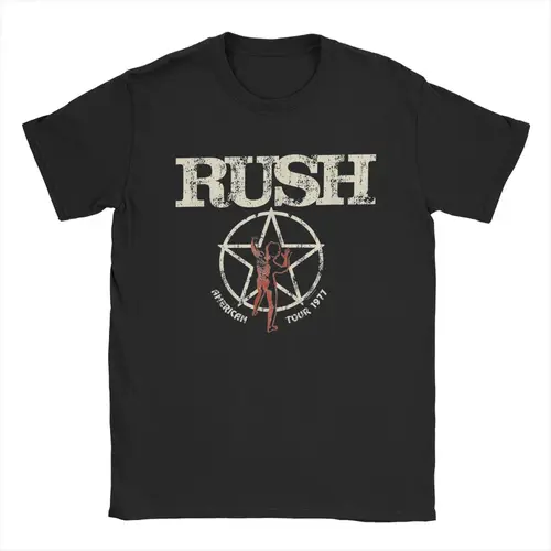 Camiseta Rush Band para hombre, camisetas novedosas de algodón puro, camisetas con cuello redondo, ropa de manga corta de verano