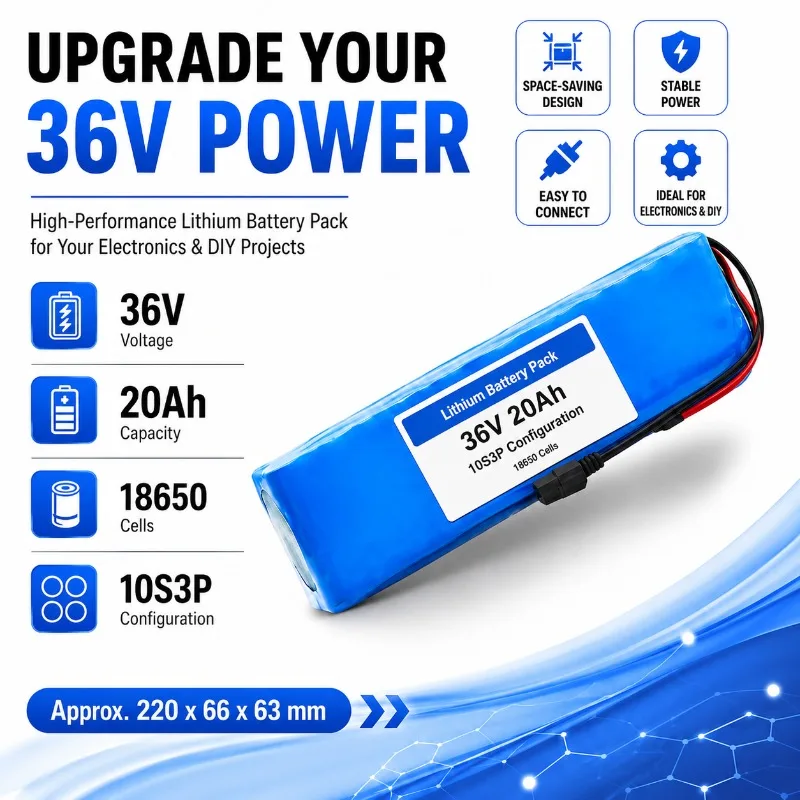 36V 20Ah 10S3P Li-ion Battery Pack 18650 Lithium Battery for 500W High Power Electric Scooter Motorcycle with BMS