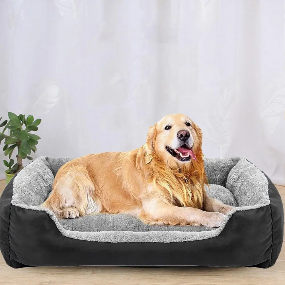 Thick Fabric Dog Bed Cozy Pet Nest Thick Fabric Long-lasting Comfort for Cats Dogs Large Space Bed for Sleeping Experience