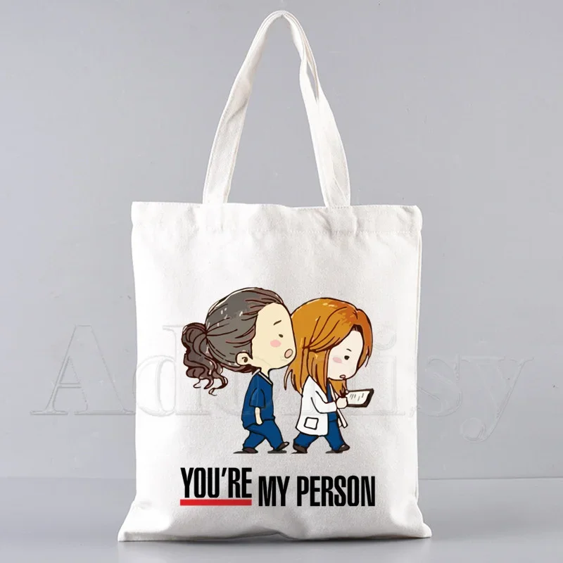 Greys Anatomy Shopping Bag Bolsas De Tela Grocery Shopper Shopping Jute Bag Cotton Bag Jute Sacola Reciclaje