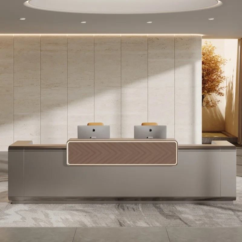 

*High-end Leather Reception Front Desk Simple Modern Light Luxury for Hotel Lobby Training Center Company Hall Office
