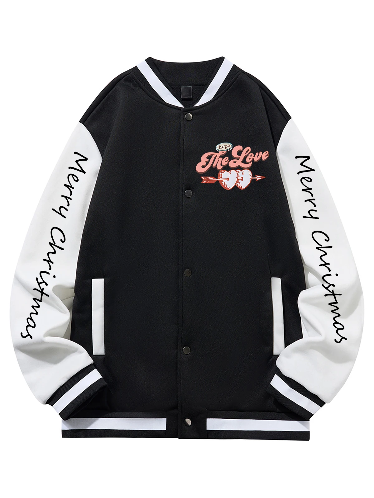 

Black Blue Green Double-sided Christmas Print XS-XXL Unisex Baseball Jacket Streetwear Coat Warm Fleece Soft Jacket