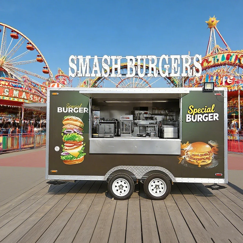 

Food Truck Mobile Bar Trailer Ice Cream Coffee Hot Dog Cart Mobile Kitchen Food Trailer with Full Equipment