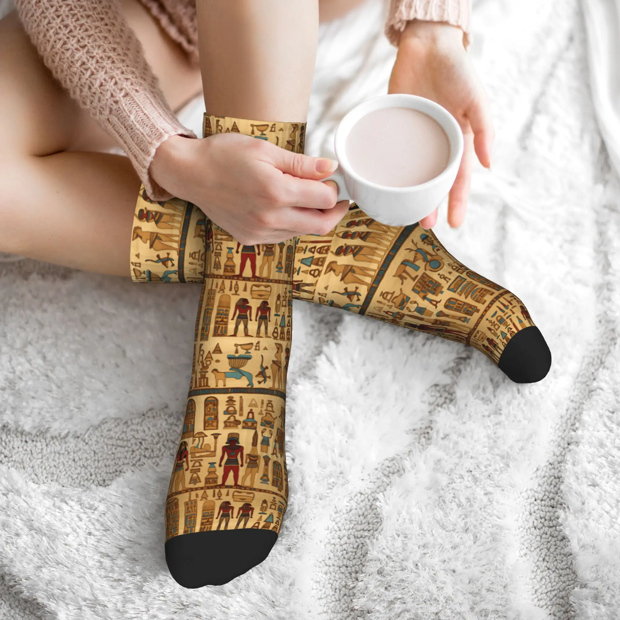 Kawaii Men's Egyptian Gods And Symbols Pattern Dress Socks Unisex Warm Breathbale 3D Printed  Crew Socks - view 6