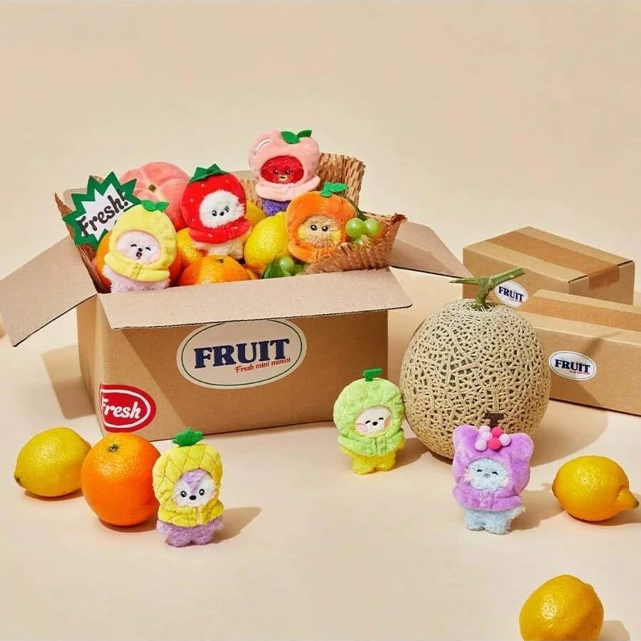 Muñeco de Peluche BT21 KPOP MININI FRUITS DOLL, Mini Muñeco de Peluche con Colgante de Frutas, Llavero con Colgante, Regalo para Fans del ARMY, Regalo para Parejas
