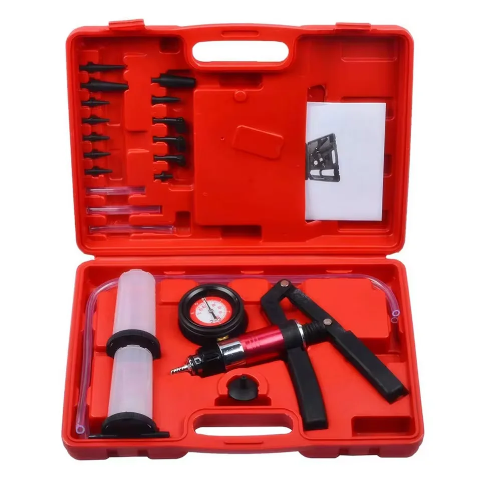 Handheld Vacuum Pressure Pump Tester Set for Brake Fluid Bleeding Kit Automotive Bleeder Kit with Digital Display